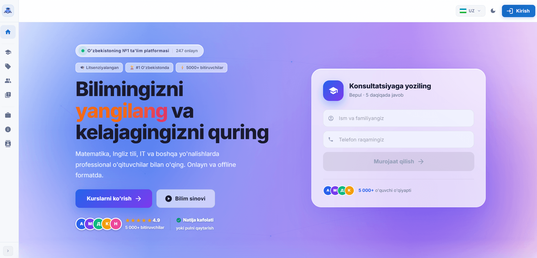 Parvoz Online — ta'lim markazi platformasi
